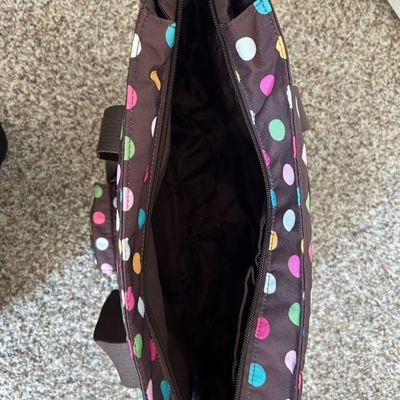 Pottery Barn Brown Polka Dots Travel Tote Bag and Small Toiletry Cosmetic Bag - Picture 3 of 14